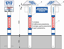 Знак информационно-предупреждающий с козырьком для контроля с воздуха (километровым знаком) и щитом указателем