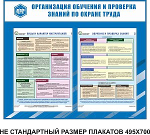 Стенд Организация обучения и проверка знаний по охране труда, Логотип (1200х1000; Пластик ПВХ 4 мм, пластиковый профиль; Пластиковый), Организация обучения безопасности труда 2 лП2-ОБТ (Ламинированная бумага; А2)-1шт